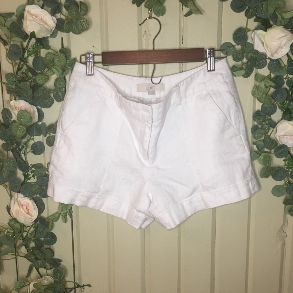 Loft Linen White Shorts Size 2